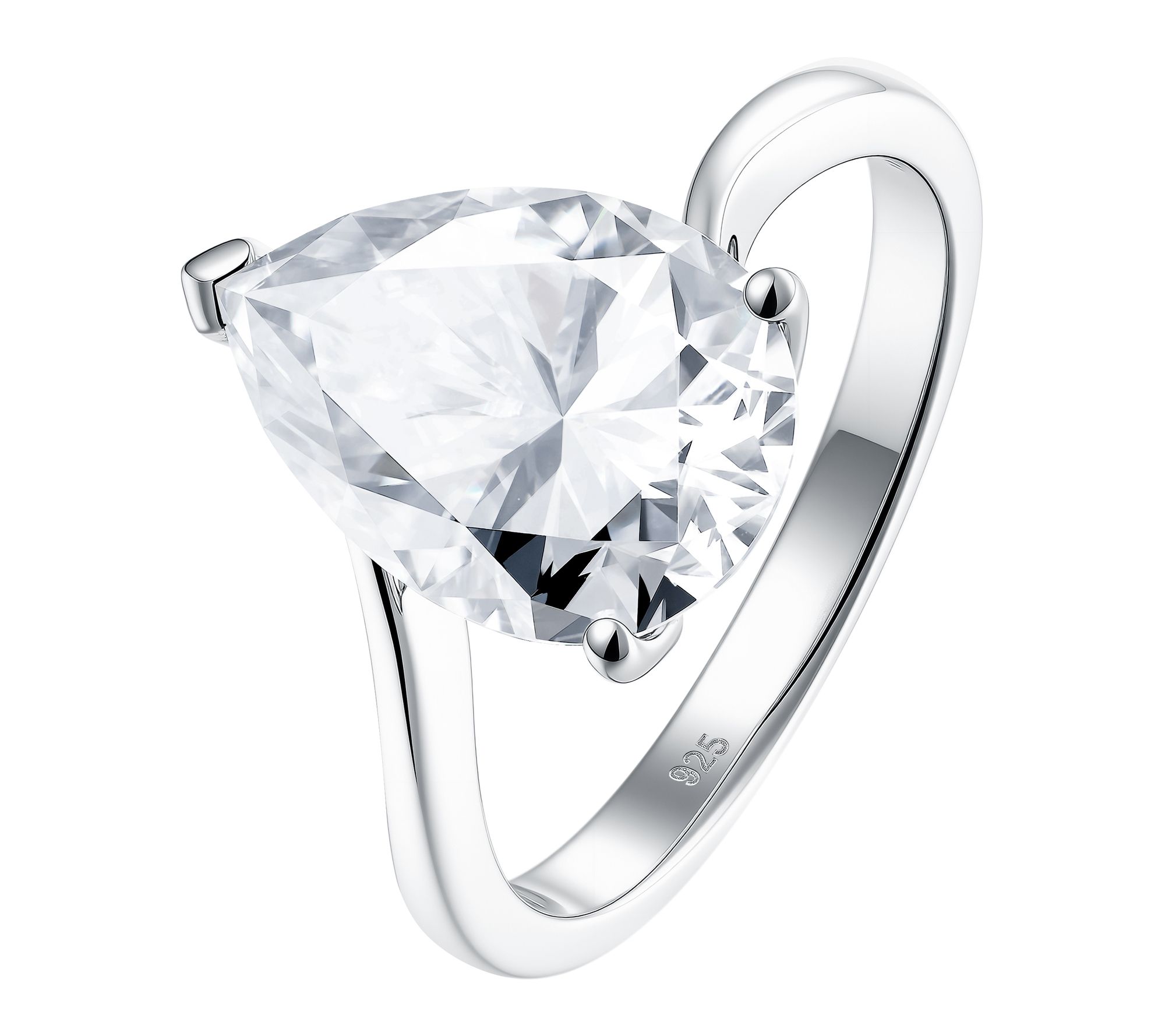 Moissanite Luxe Pear Cut Solitaire Ring, Sterling Silver