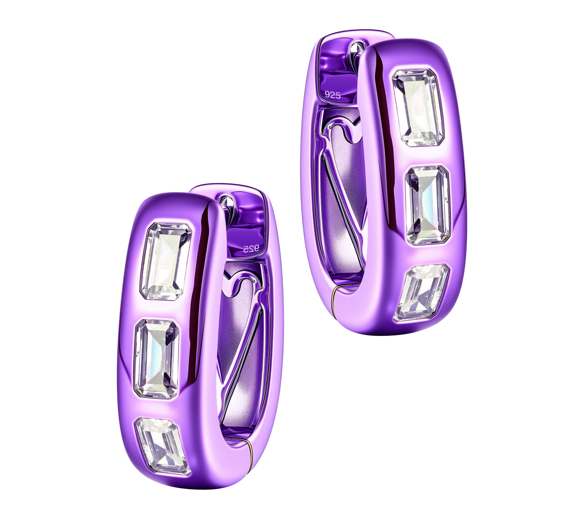 Diamonique x Jennifer Miller Purple E-Coat Earrings, Sterling