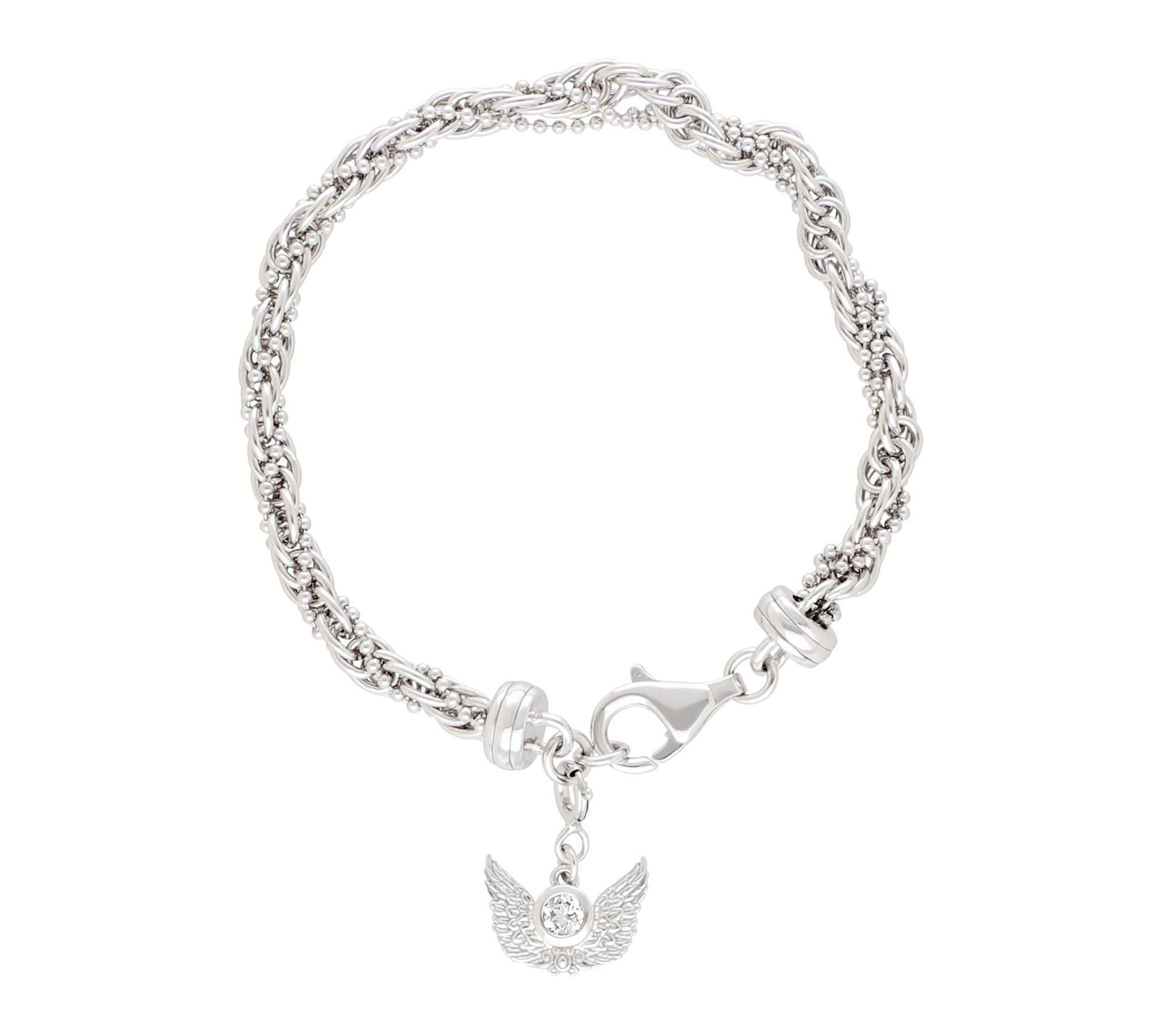 Goddaughters Sterling White Topaz Angel Wings Bracelet