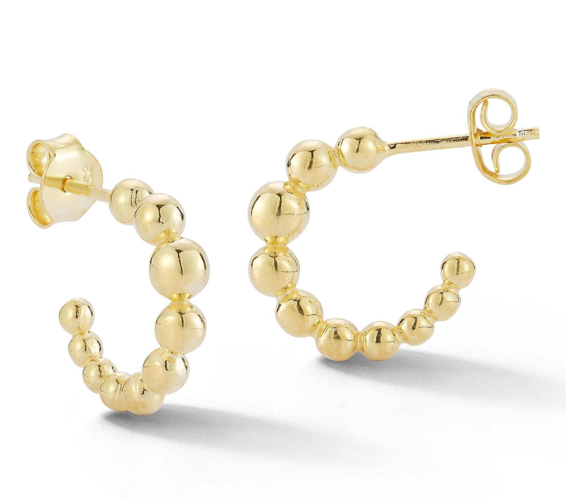 Sterlina Silver 1/2" Beaded Hoop Earrings, Sterling