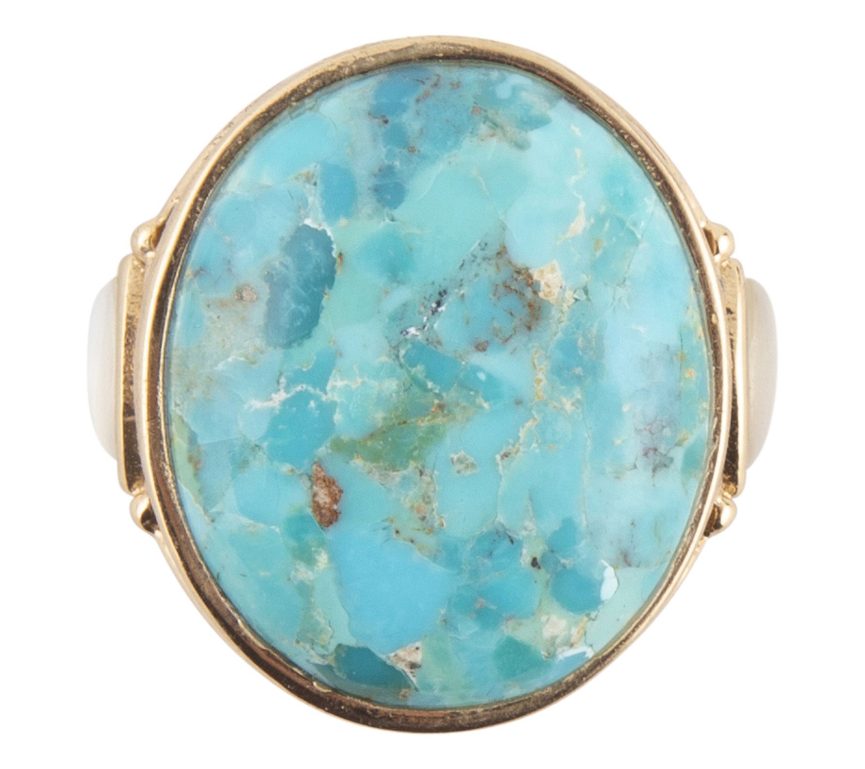 Barse Art Crafted Petal Turquoise & Mother Pearl Ring