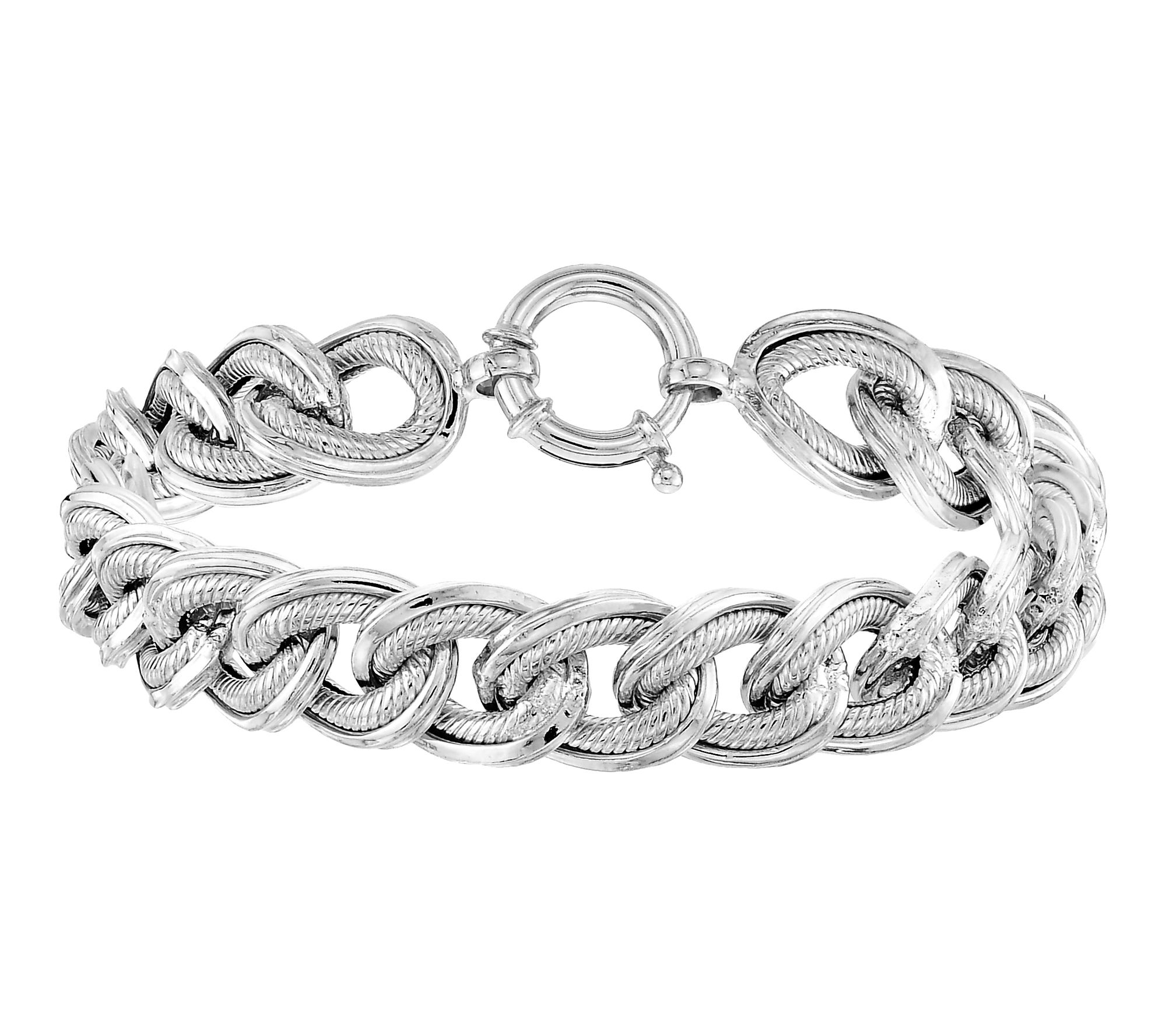 Silver Style Twisted Rope Curb Link Bracelet, Sterling