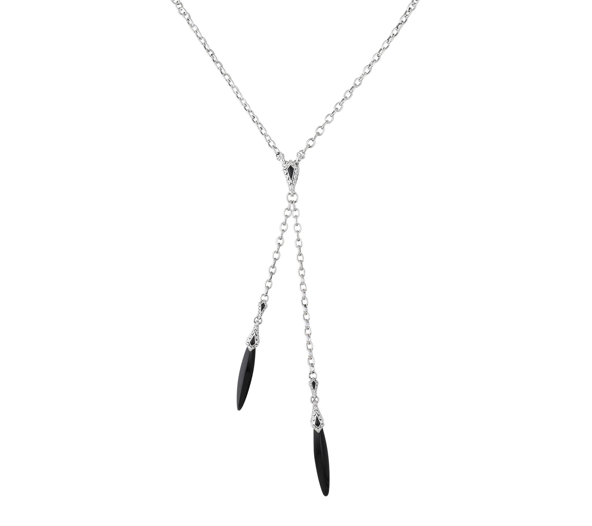 Tiffany Kay Stu dio Sterling Si lver Onyx Tassl e Necklace