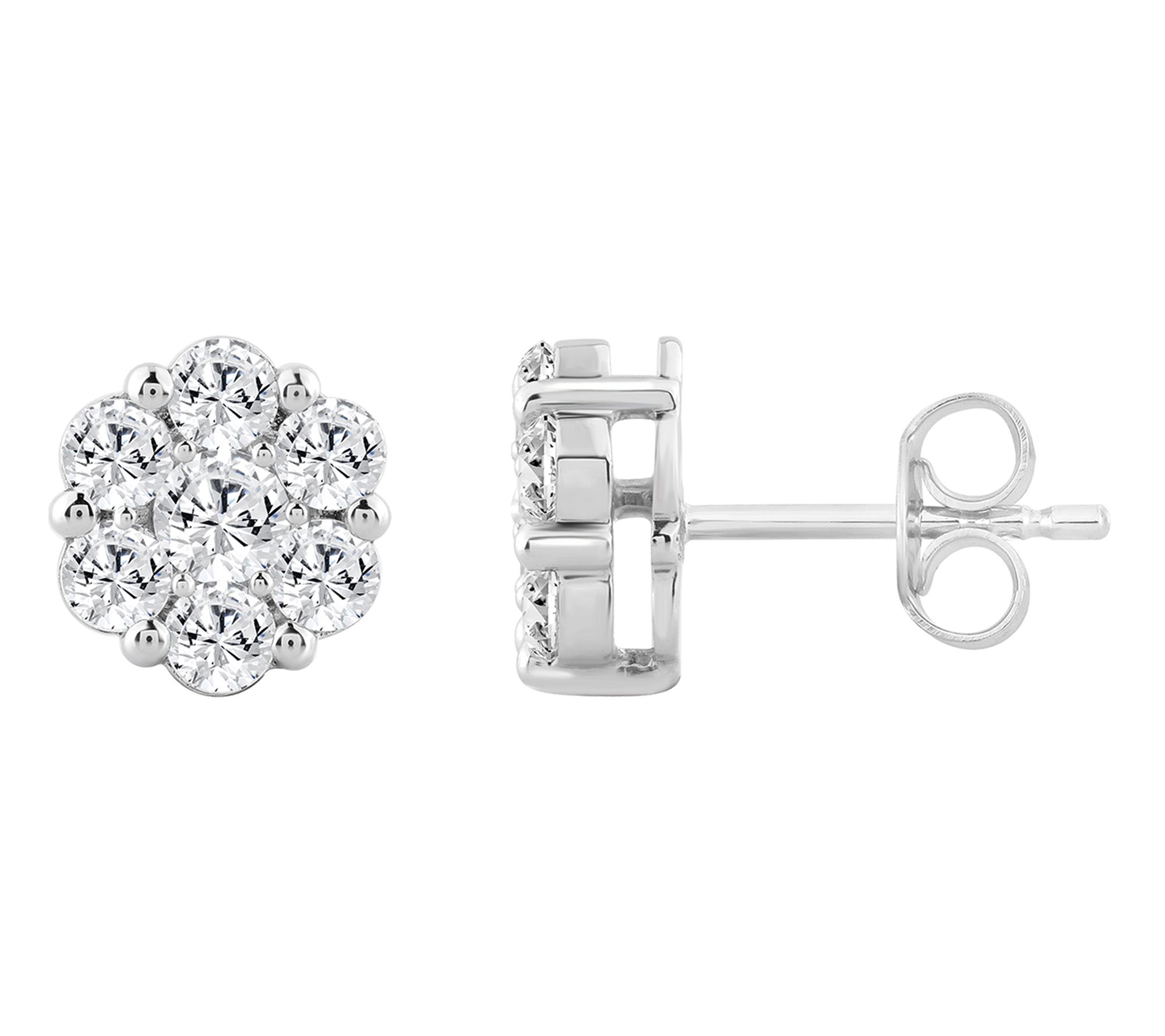 Fire Light 3.00 cttw Lab Grown Diamond Flower Earrings, 10K