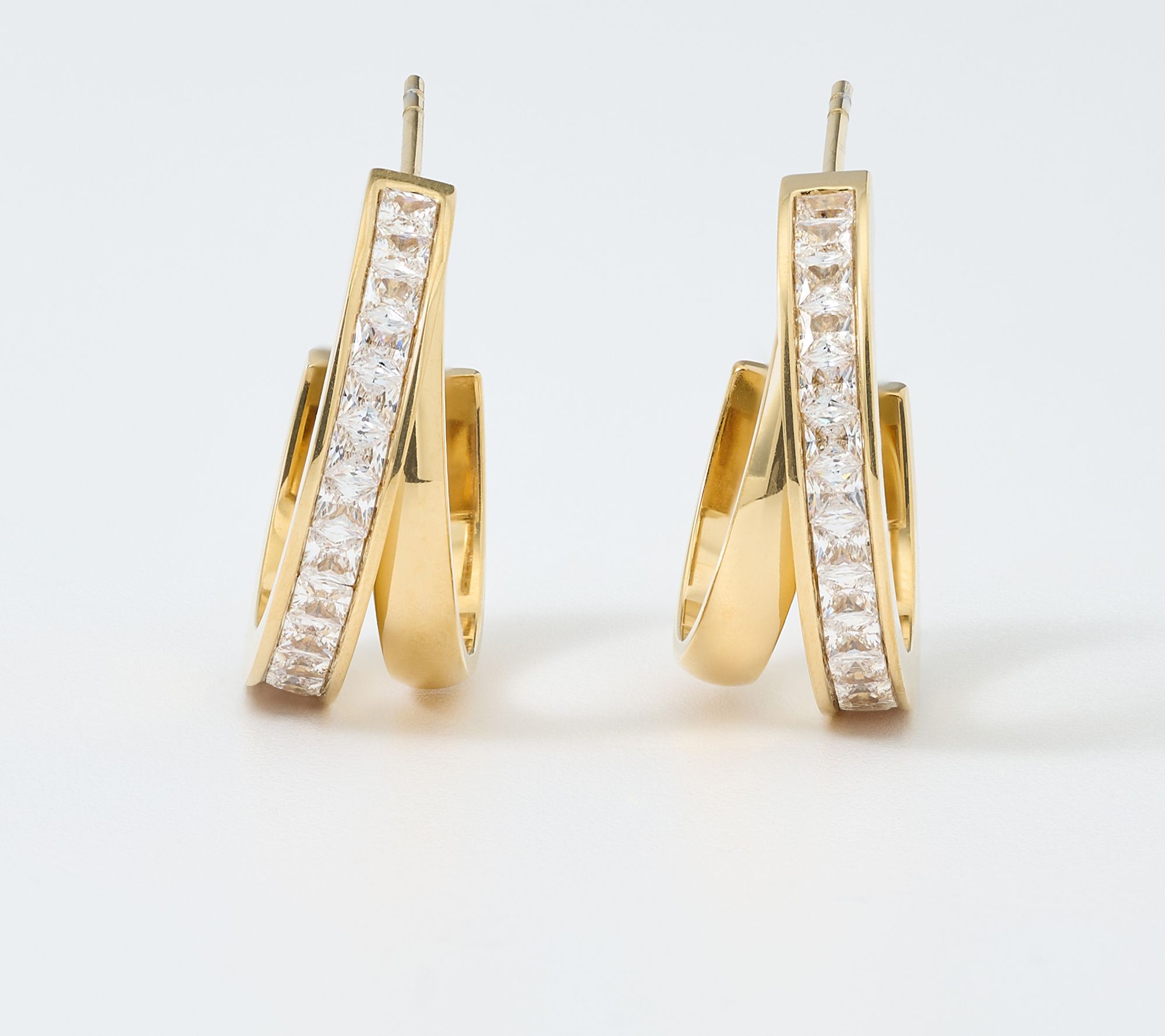 Steel by Diamonique Double Hoop Illusion Earrings