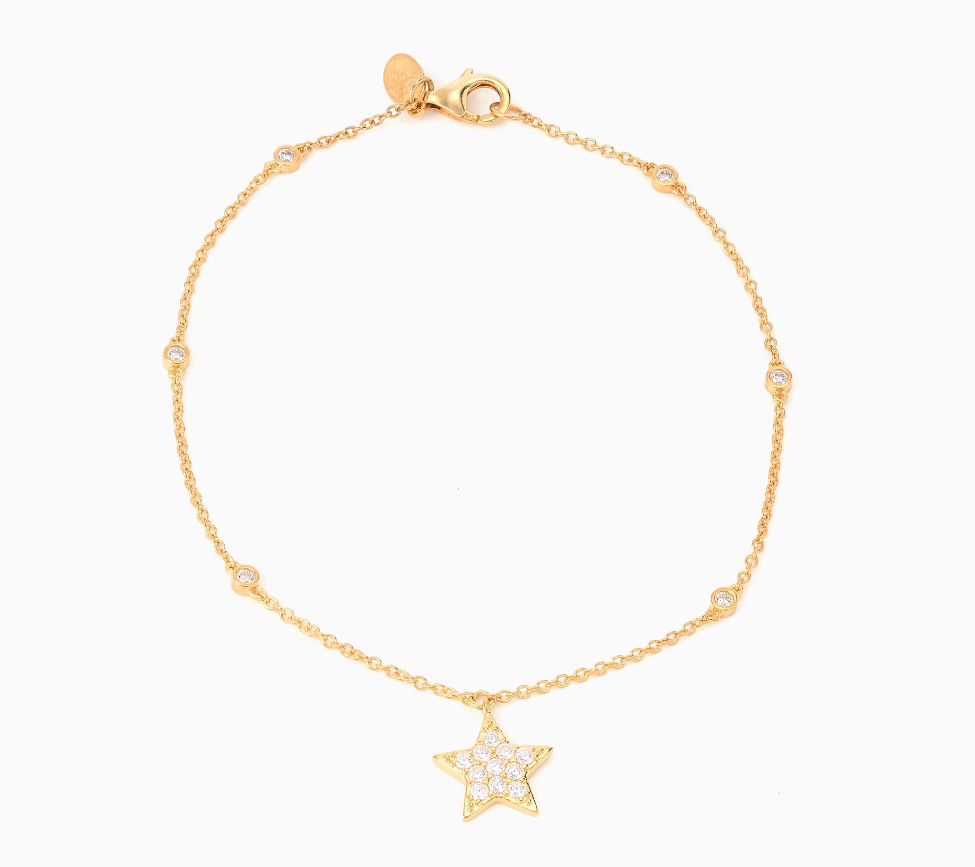 Diamonique x Kathy Levine Summer Fling Star Charm Anklet, Sterl