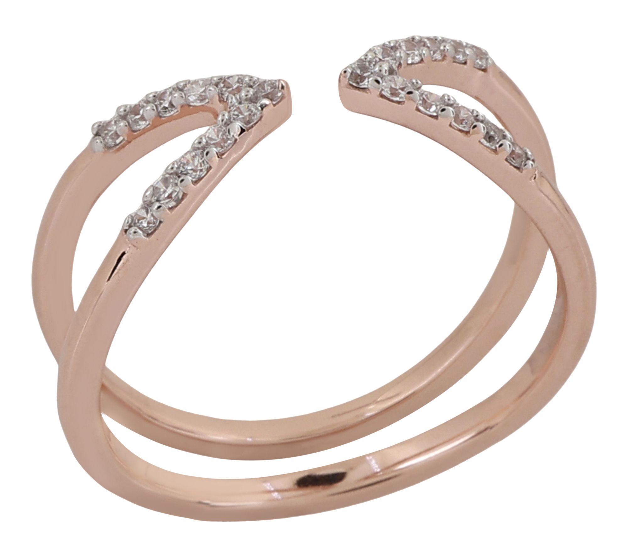 Diamonique Cuff Ring, 14K Rose Gold Plated