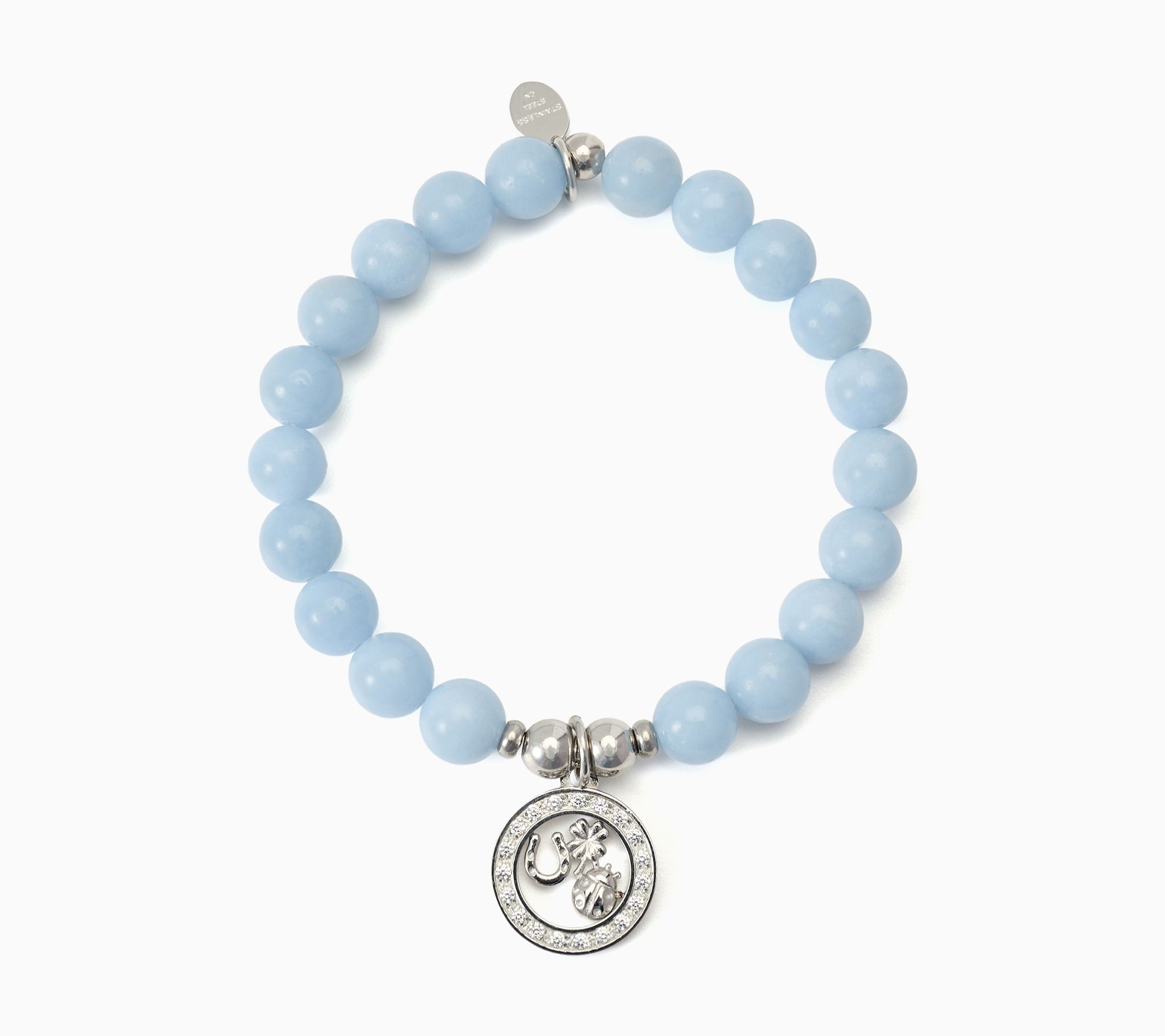 TJ by T Jazelle Angelite Blue Bead Lucky Charm Bracelet