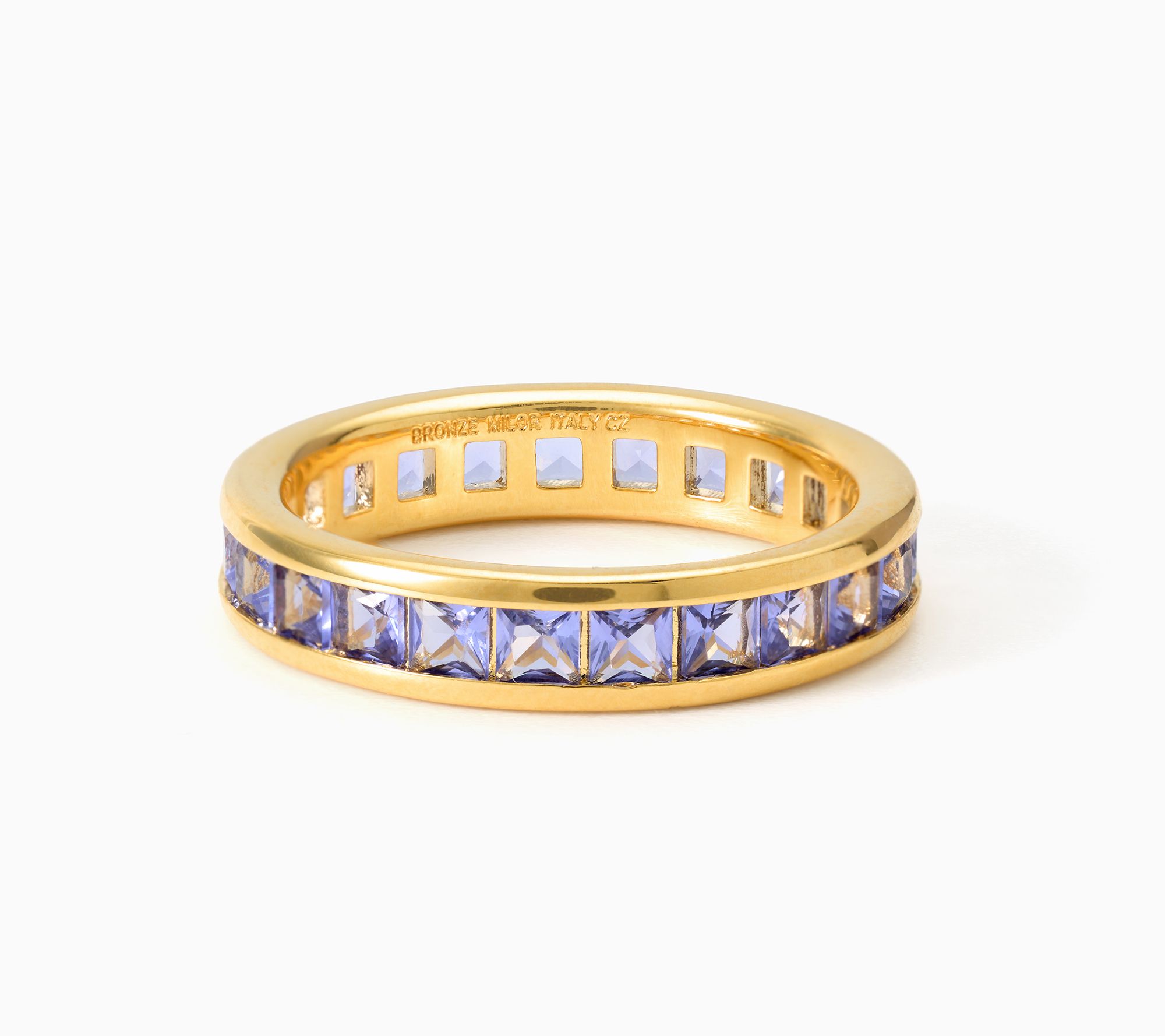Diamonique Italia Princess Cut Eternity Band Ring, Goldtone