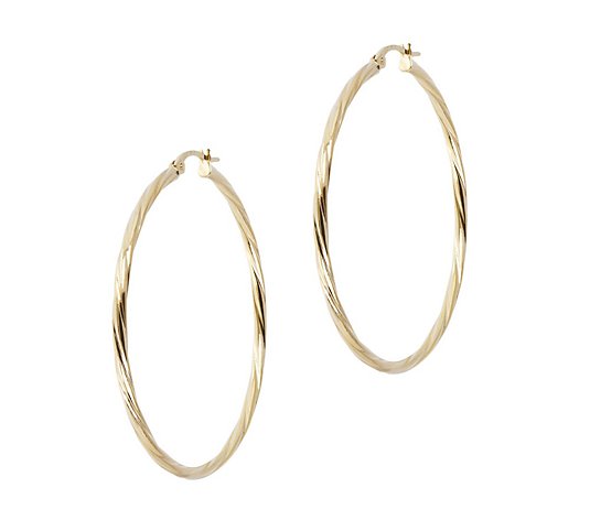 Italian Gold 1-3/4" Polished Twist Hoop Earrings, 18K