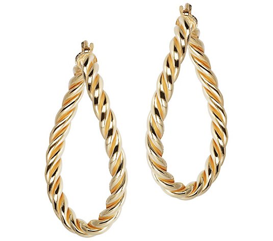 Veronese 18K Gold-Clad 1-1/2" Twisted Hoop Earrings