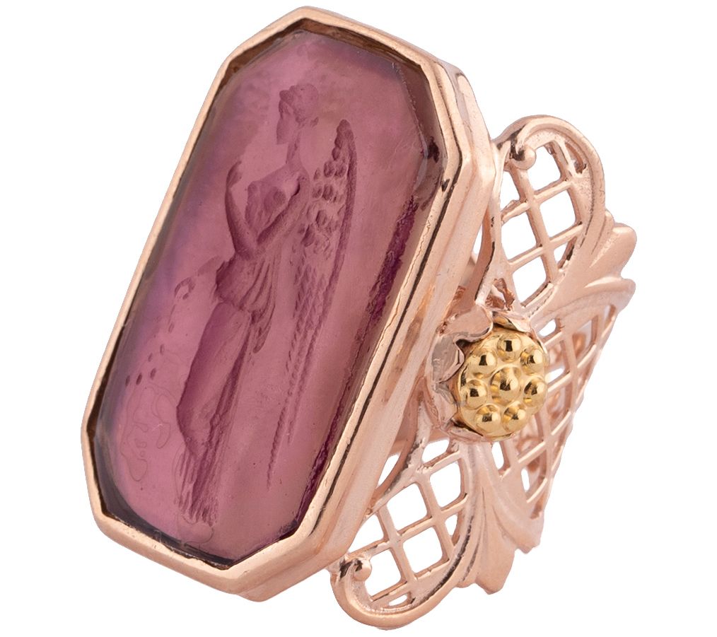 18K Rose Gold Plated/18K Venetian Gla ss AngelRing