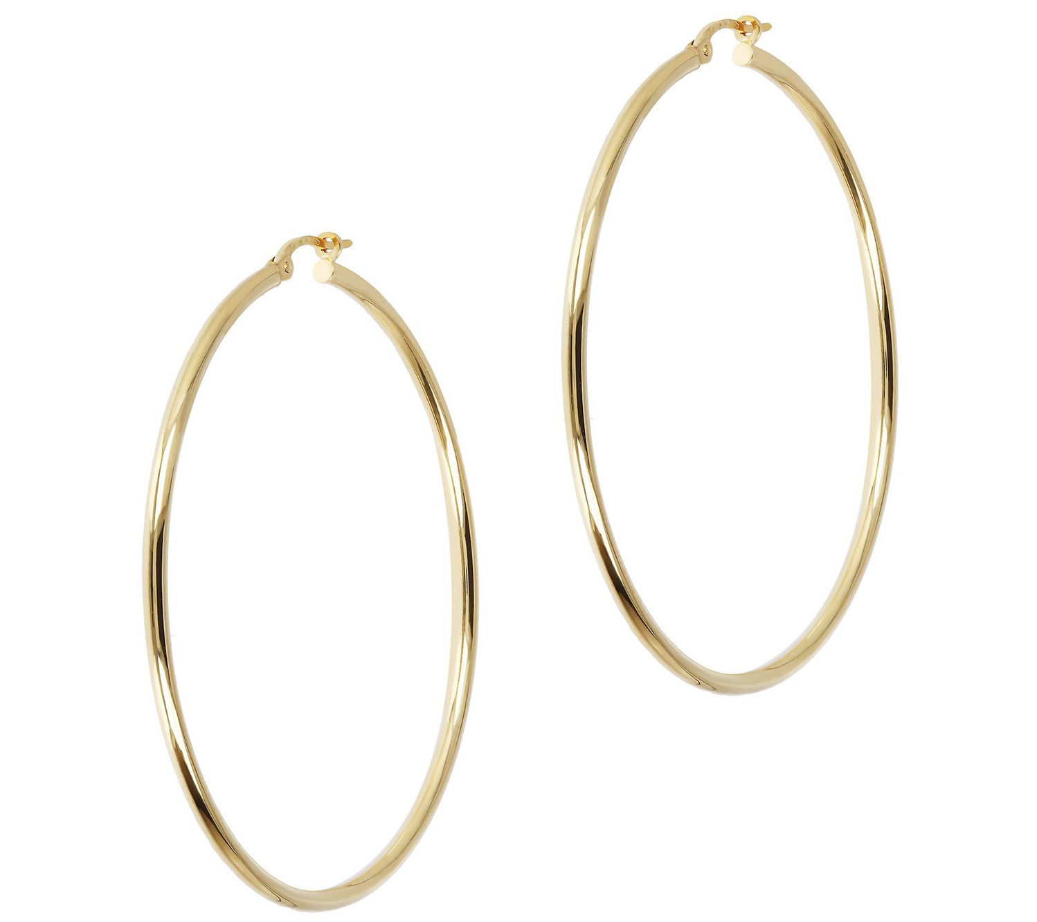 Italian Gold 2" Round Polished Hoop Earrings, 18K