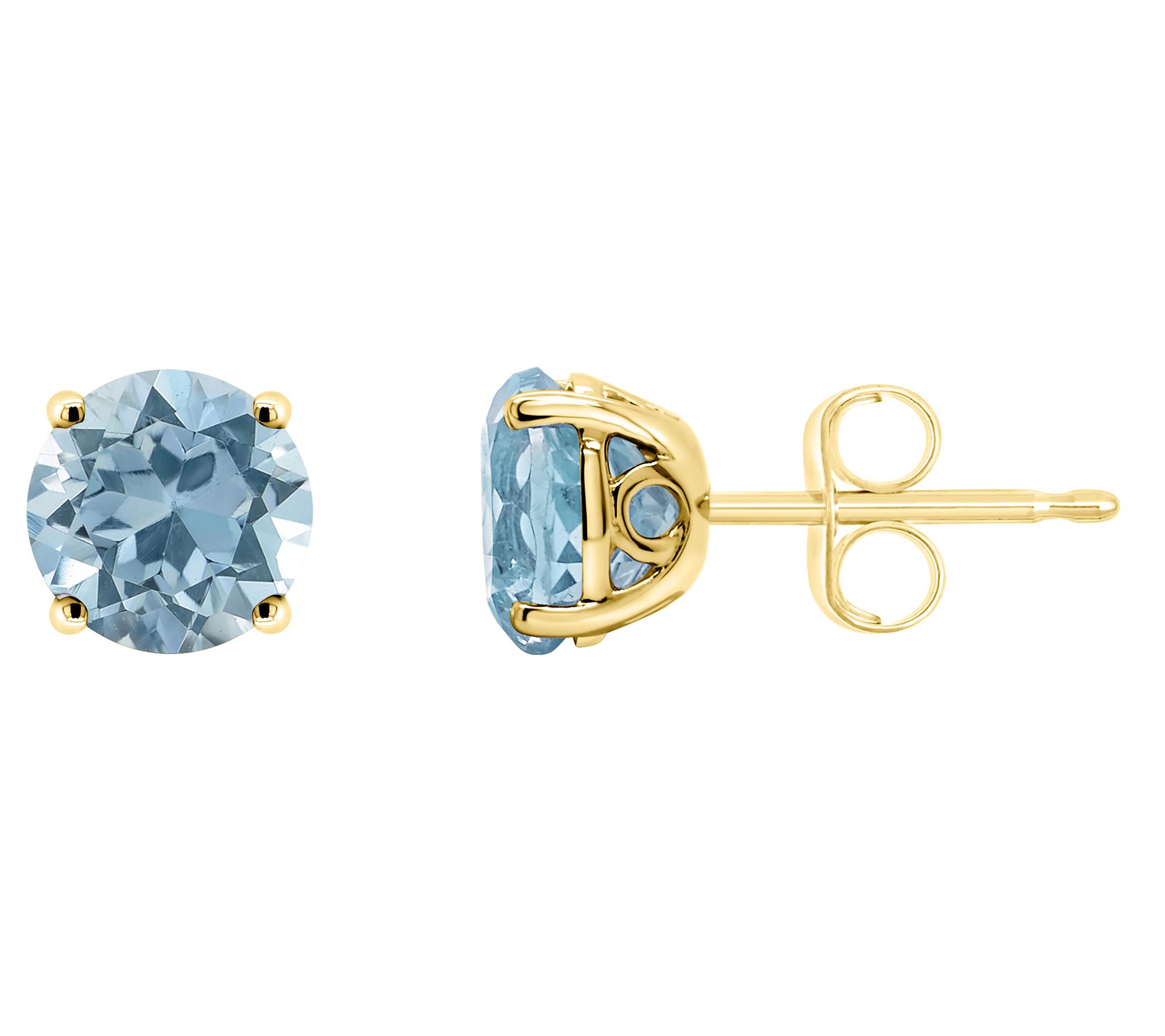 14K 6mm Round Sky Blue Topaz Gemstone Stud Earrings