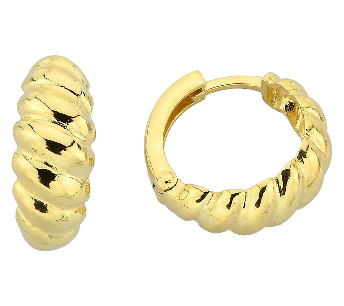 Silver Style Graduated Twisted Huggie Hoop Earrings, Sterling