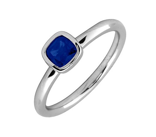 Simply Stacks Sterling & Cushion Cut Created-Sapphire Ring