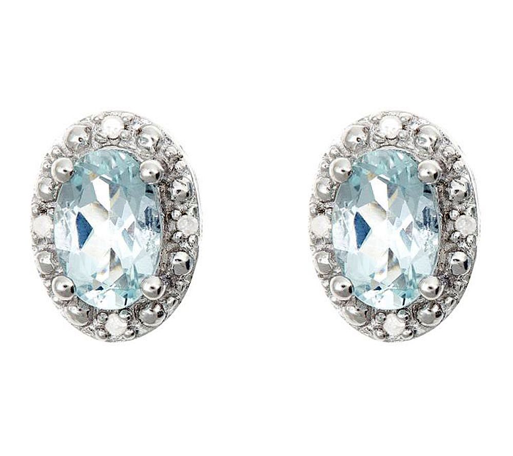 Sterling Oval F ancy Stud Earri ngs with Diamon d Accent