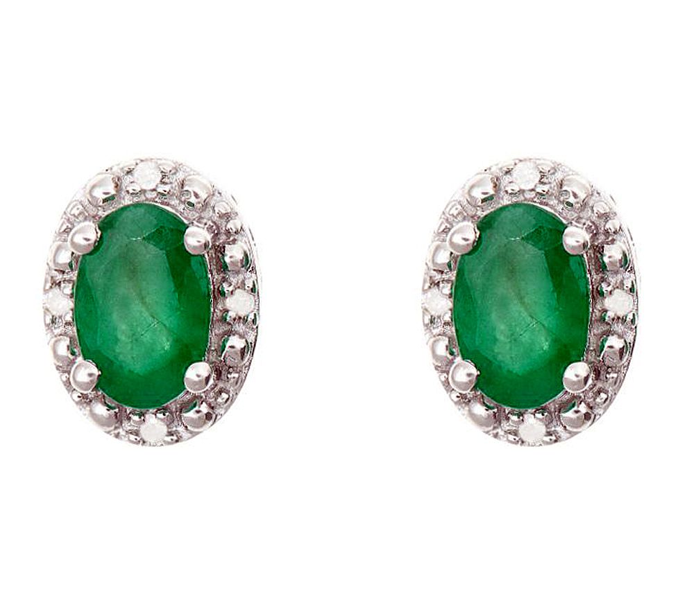 Sterling Oval F ancy Stud Earri ngs with Diamon d Accent