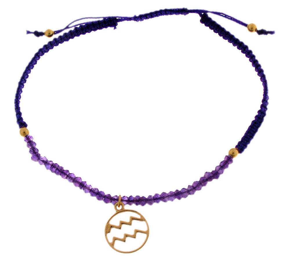 Aquarius Zodiac Amethyst Chain Bracelet