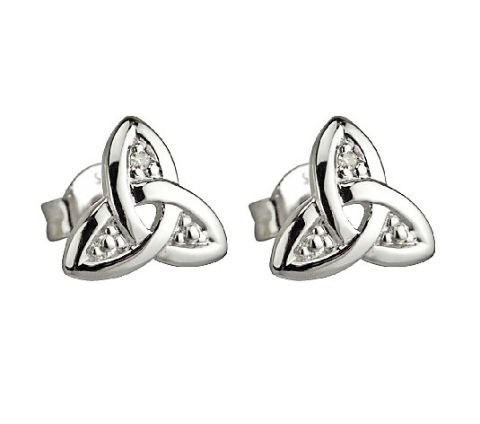 Solvar 14K White Gold & Diamond Trinity Knot Stud Earrings