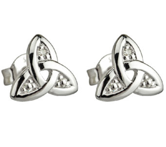 Solvar 14K White Gold & Diamond Trinity Knot Stud Earrings - J340737
