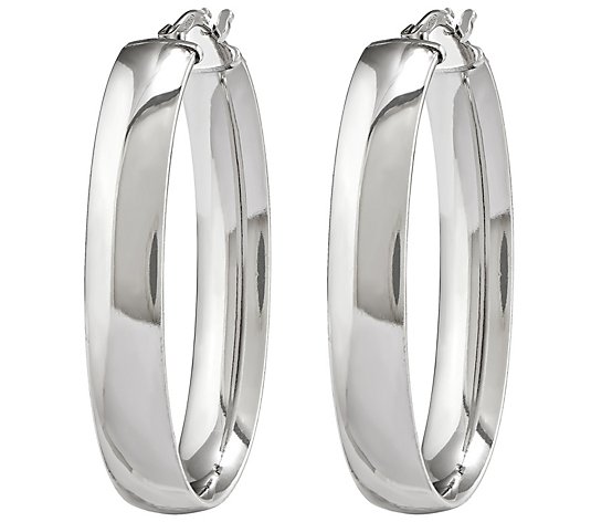 Sterling Silver Polished Oval Hoop Earrings b ySilver Style