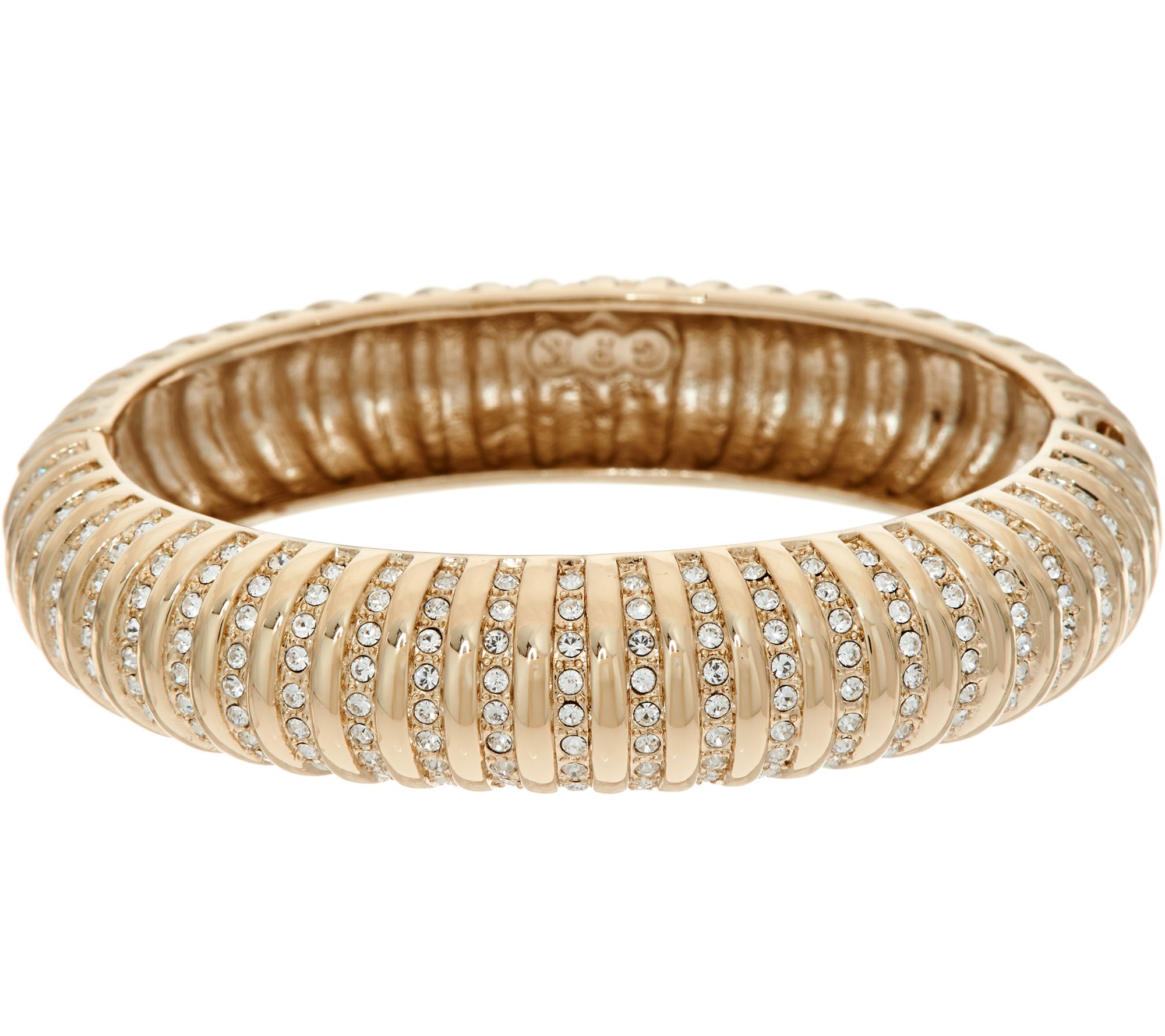 Grace Kelly Collection Simulated Diamond Ribbed Hinged Bangle - QVC.com