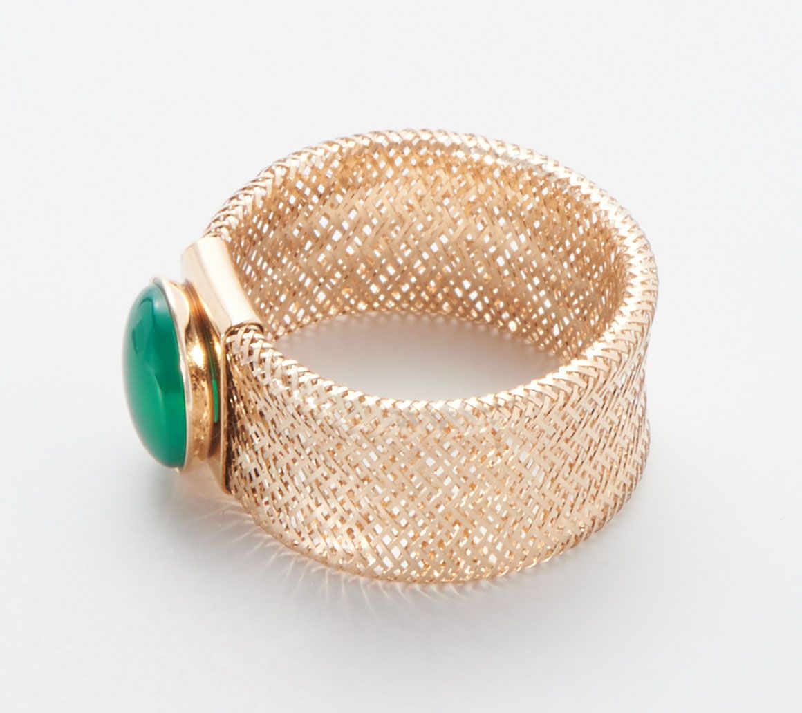 Italian Gold Gemstone Mesh Ring, 14K Gold - QVC.com