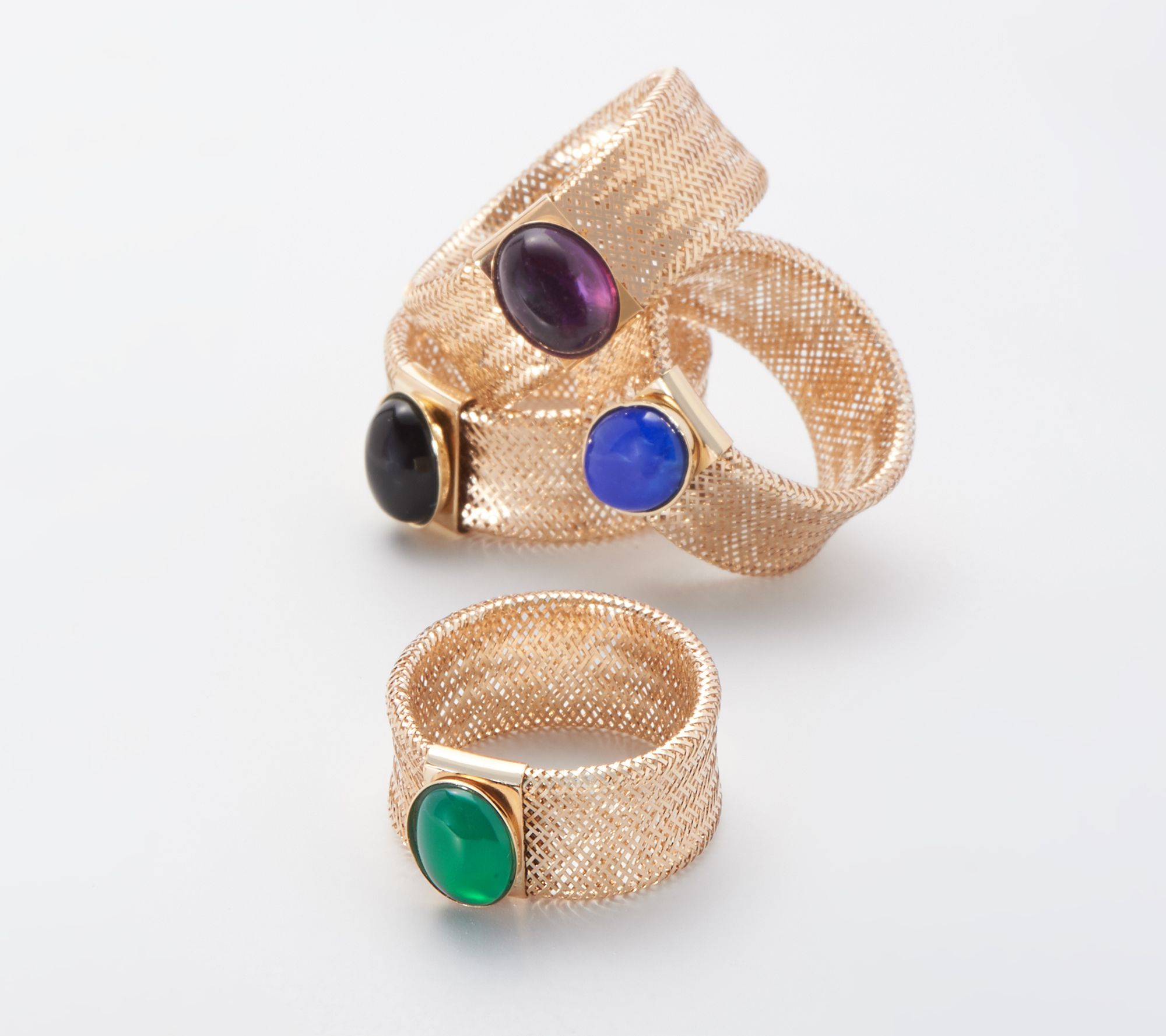 Italian Gold Gemstone Mesh Ring, 14K Gold - QVC.com