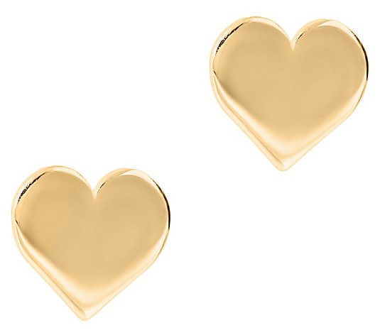 UltraFine Silver Polished Heart Stud Earrings