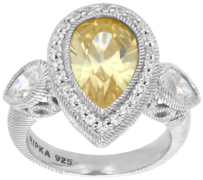 Judith Ripka Sterling Pear-Shaped Diamonique Ring - QVC.com