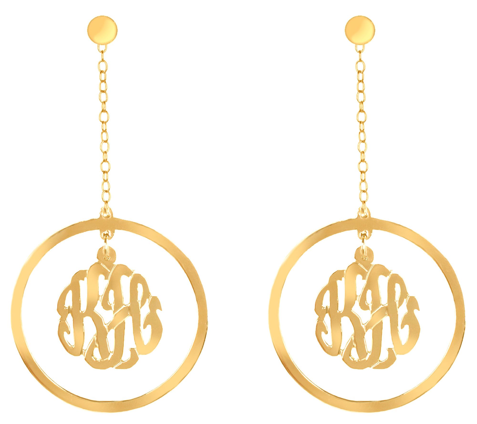 Personalized 24K Gold-Plated Sterling Monogra mEarrings