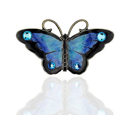Anne Koplik Black & Blues Crystal Butterfly Pin