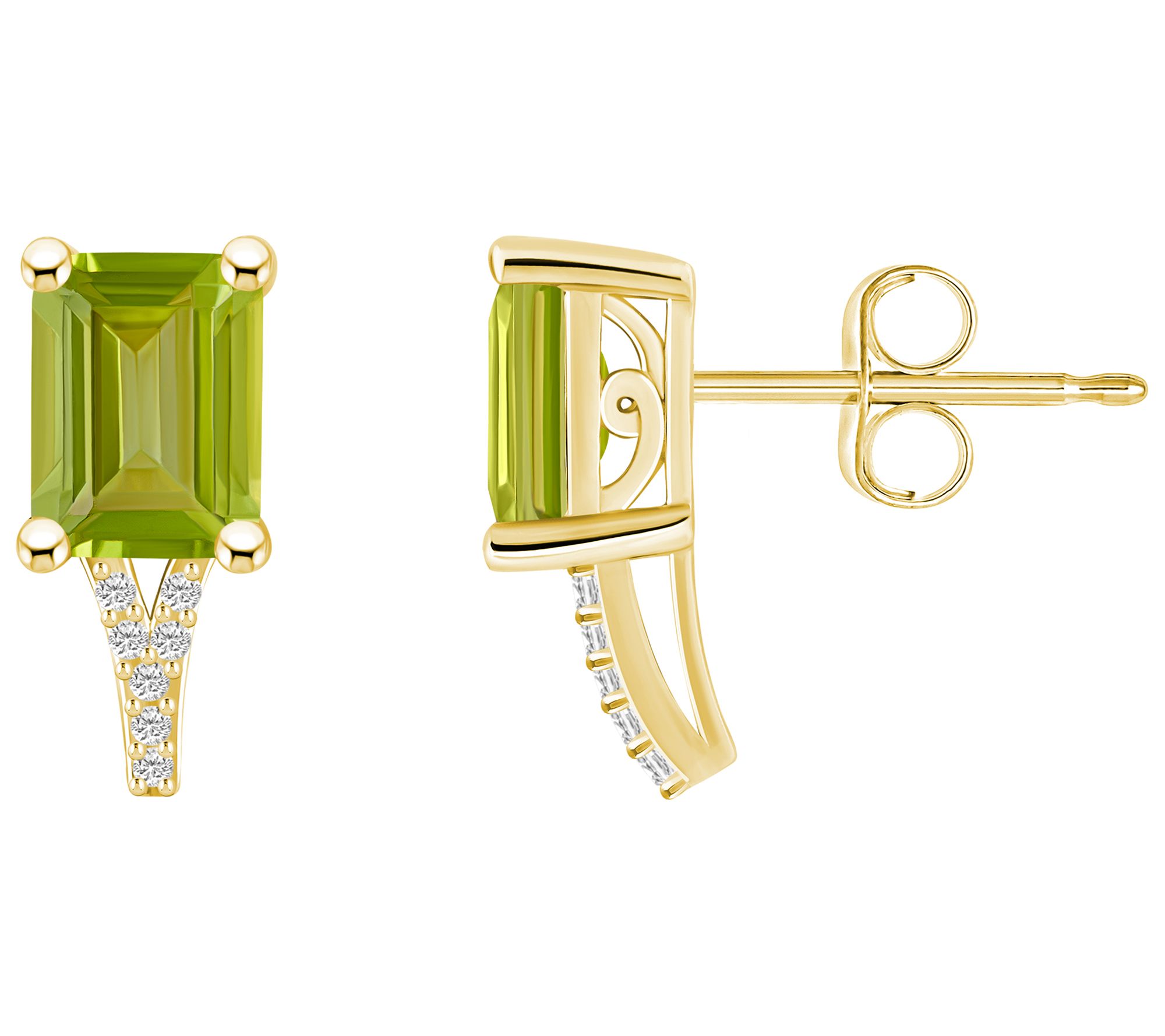 Affinity Gems Emerald Gemstone Diamond Earrings , 14K Gold