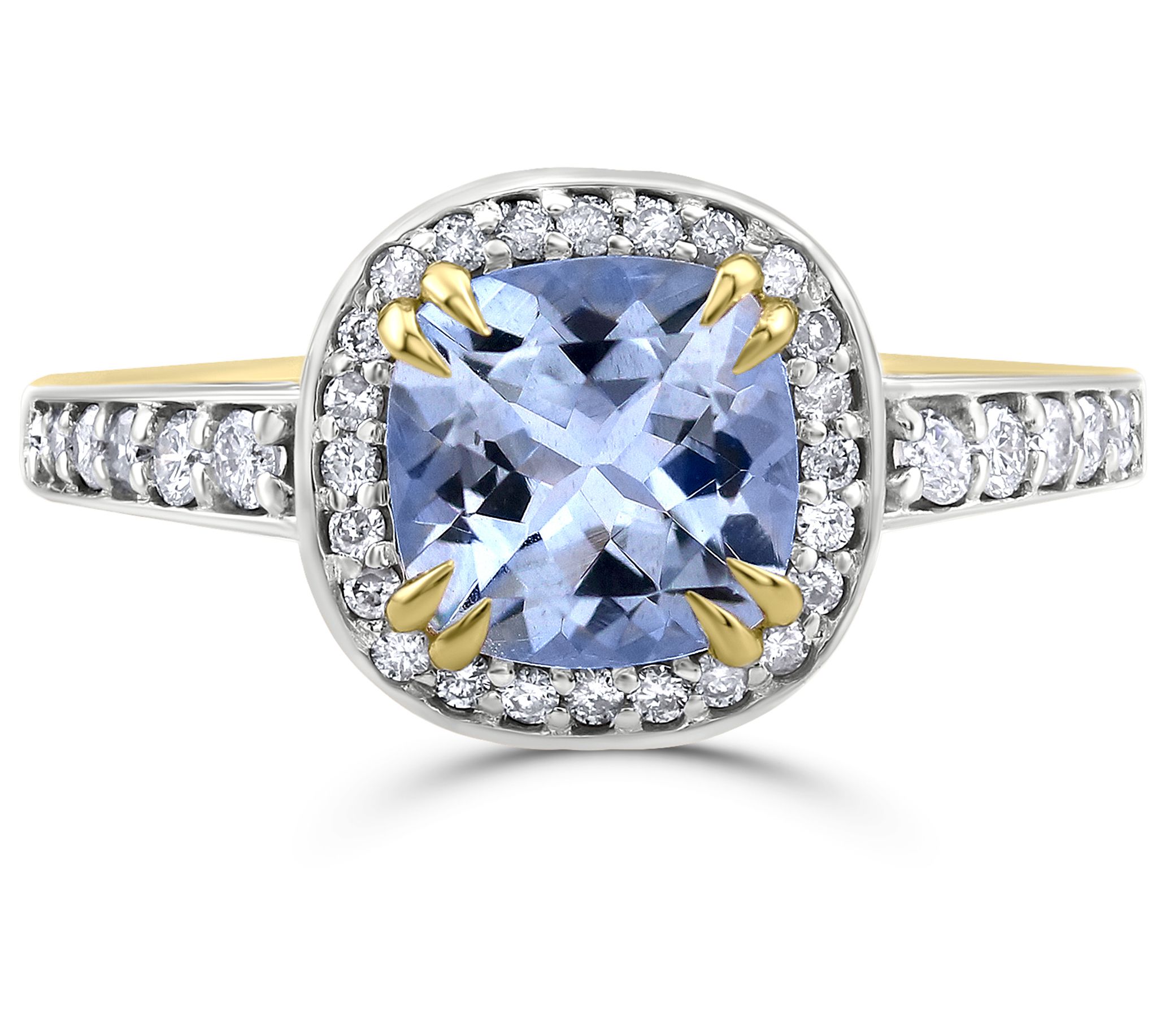 Affinity Gems Cushion Cut Gemstone & Diamond Ri ng, 14K