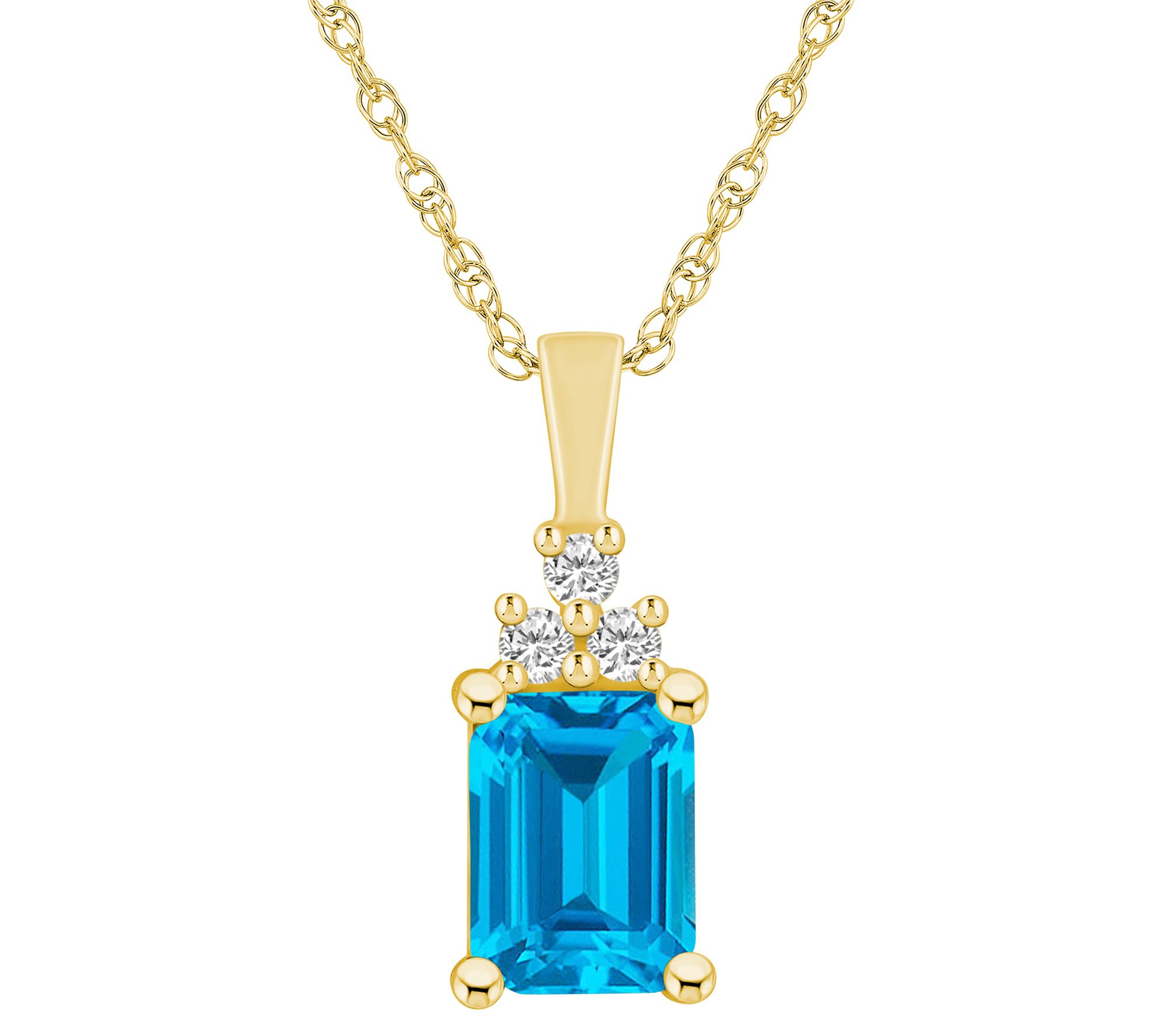 Affinity Gems Gemstone & Diamond Pendant w/ Chain, 14K Gold