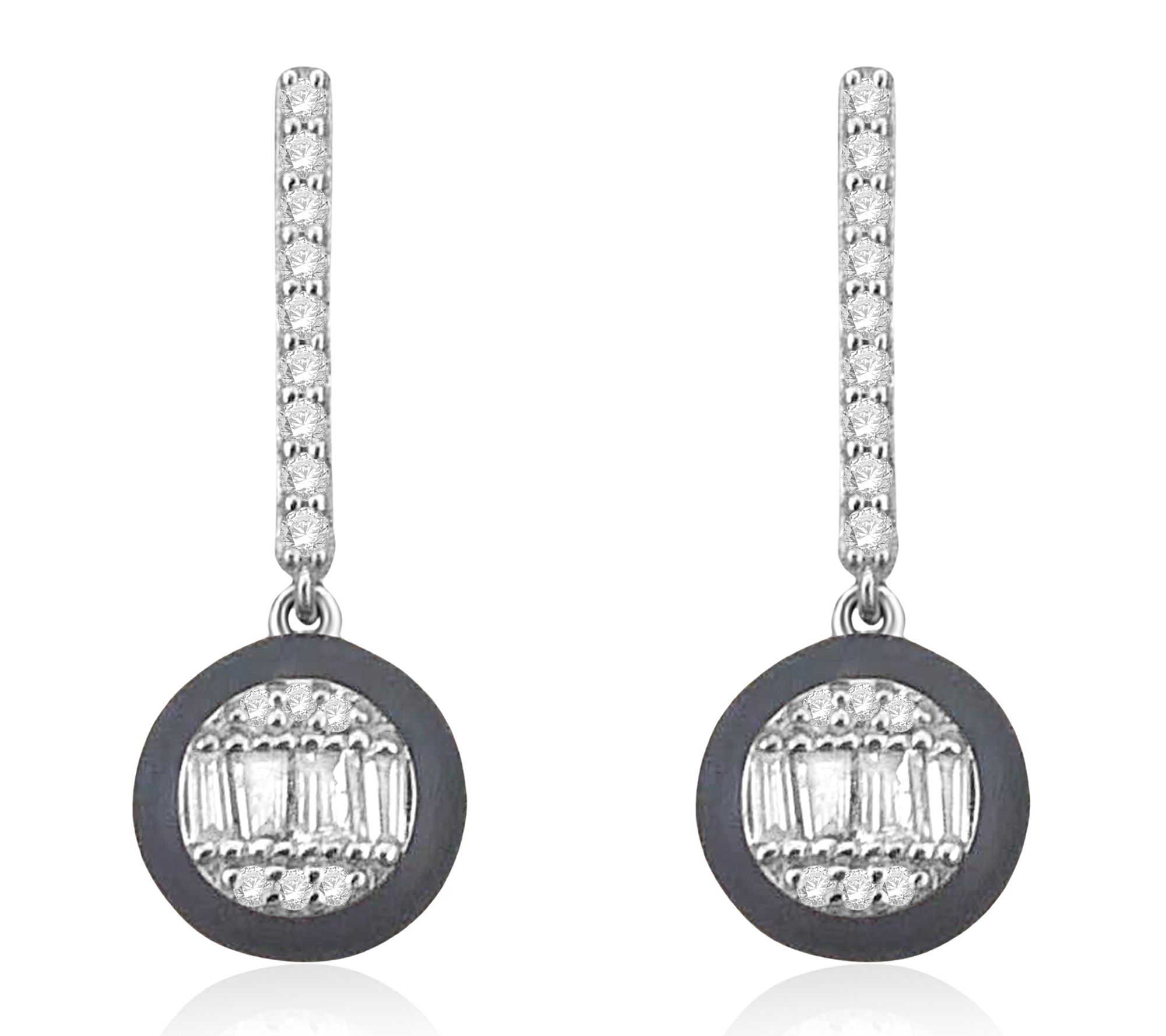 Affinity Diamonds Black Enamel Earrings, 0.30 cttw, Sterling