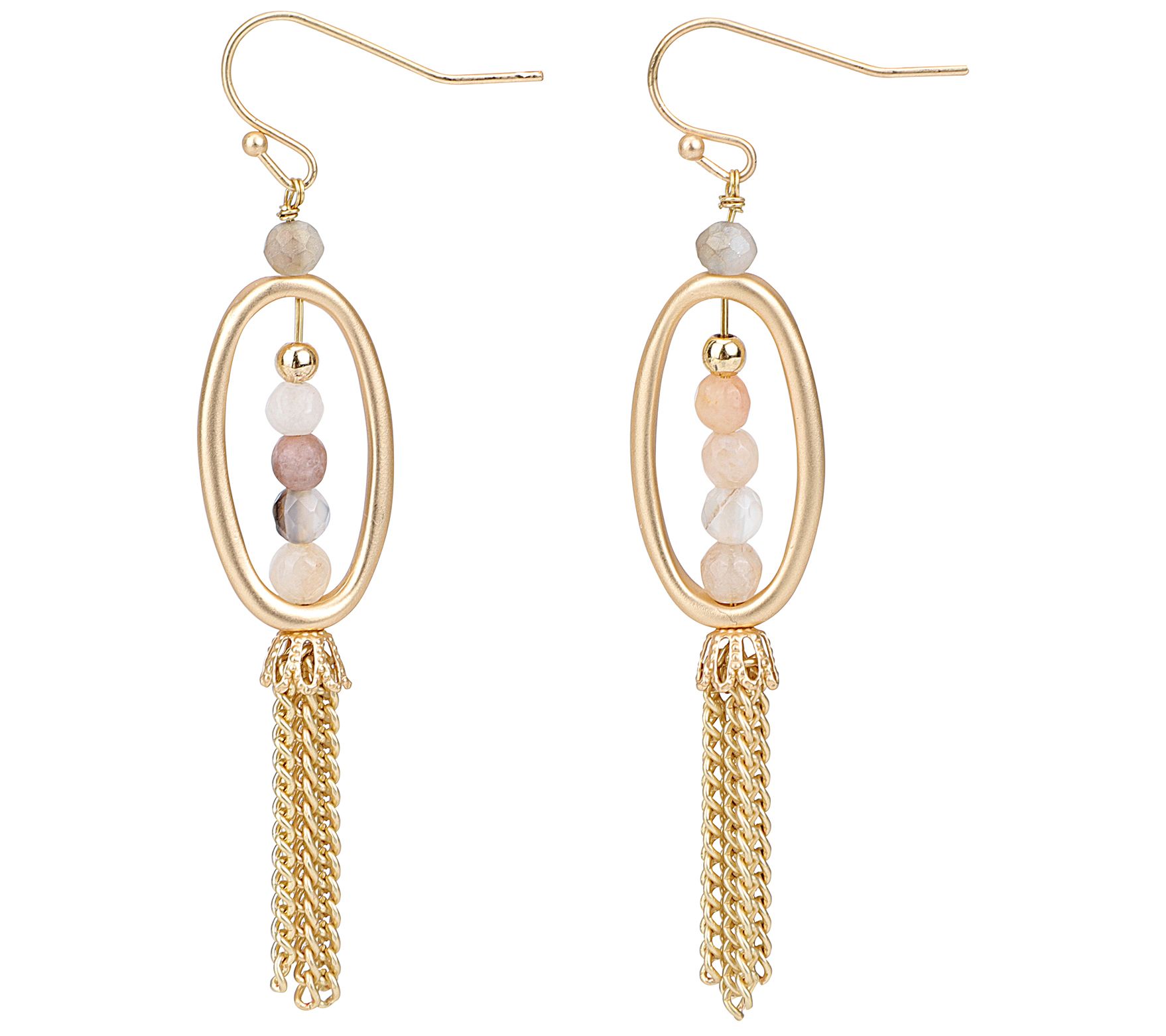 Vintage Havana Maya Goldtone Beaded Dangle Earrings