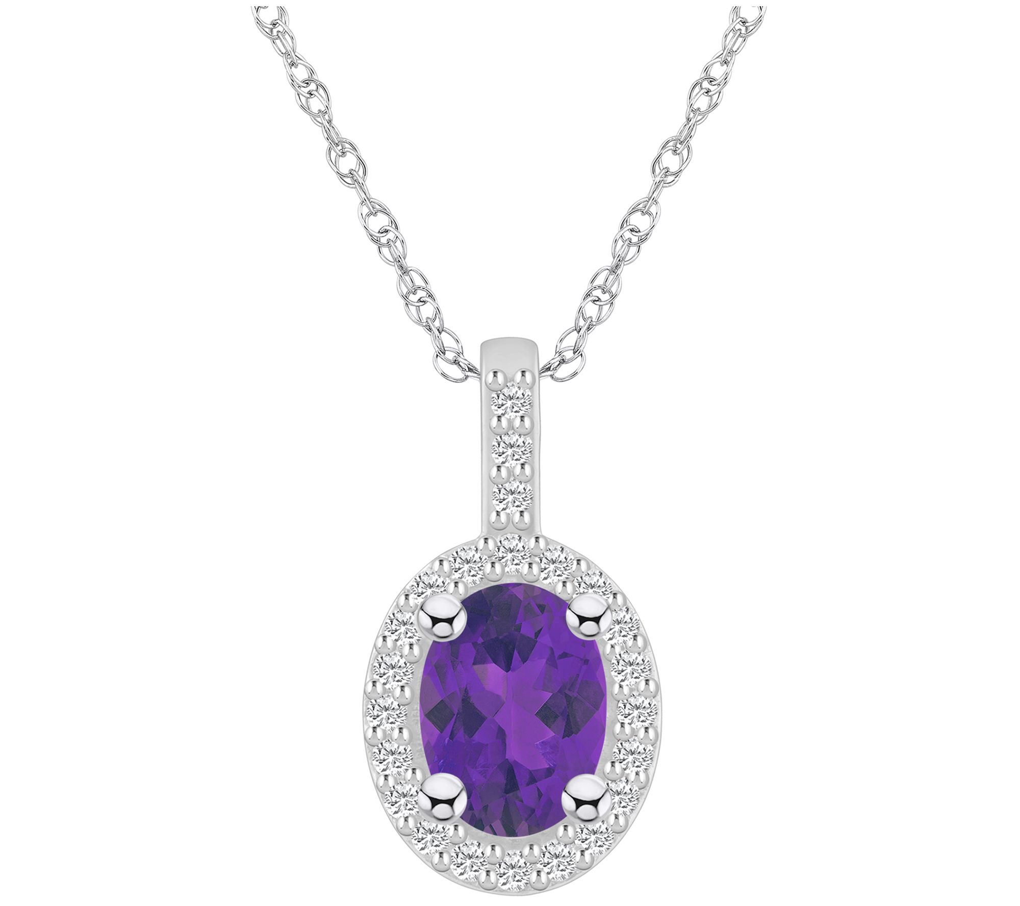 Affinty Gems Oval Gemstone & Diamond Pendant w/Chain, 14K