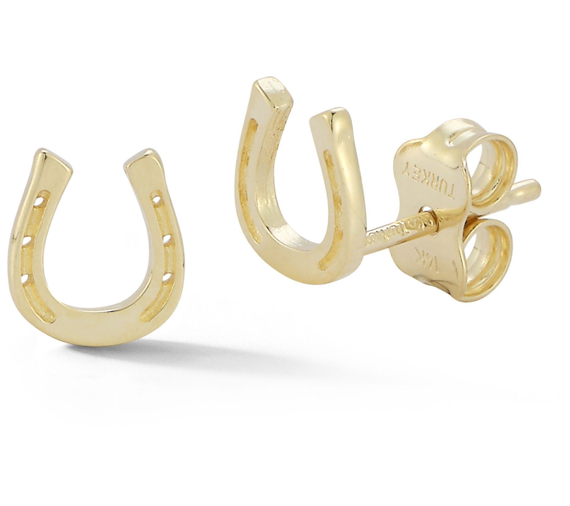 Luminosa Gold Horseshoe Studs, 14K
