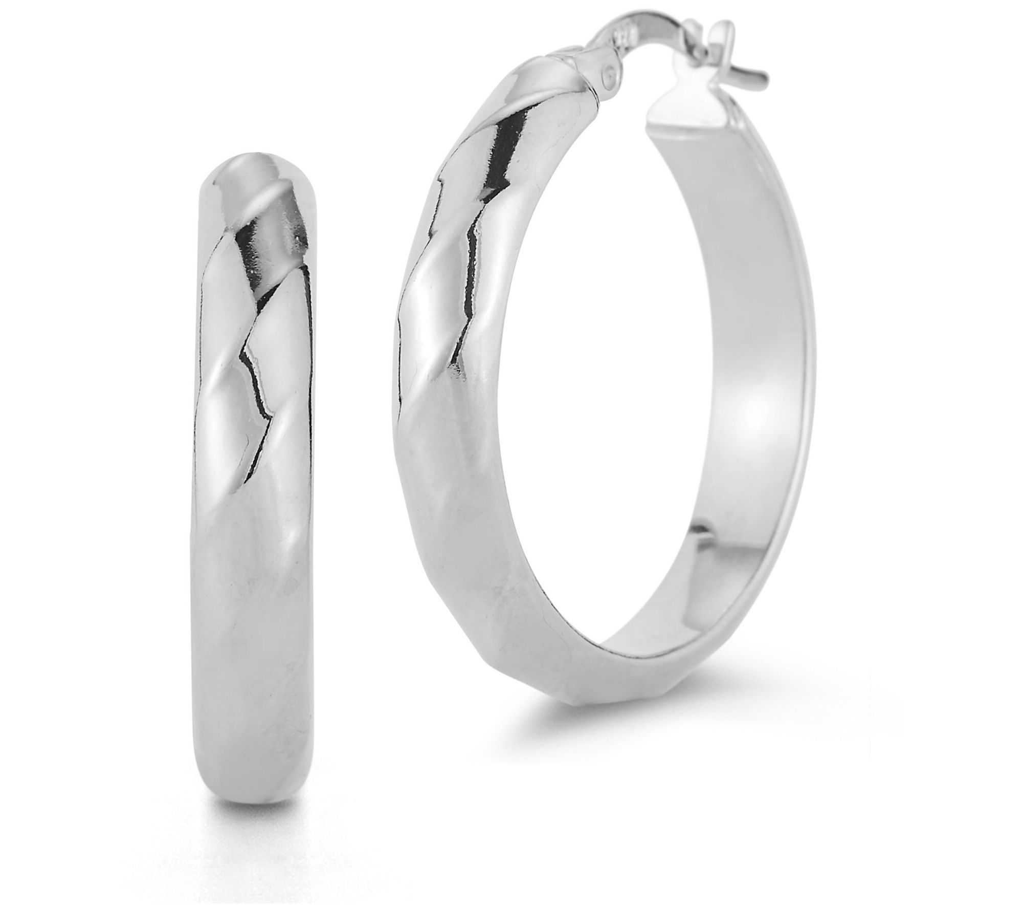 Sterlina Silver 1" Round Hoop Earrings, Sterling