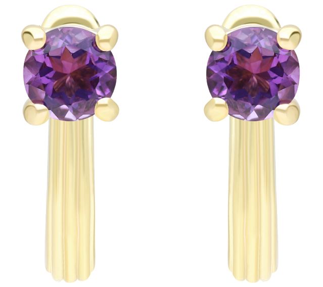Ariva 18K Gold Clad Gemstone Huggie Hoop Earrings