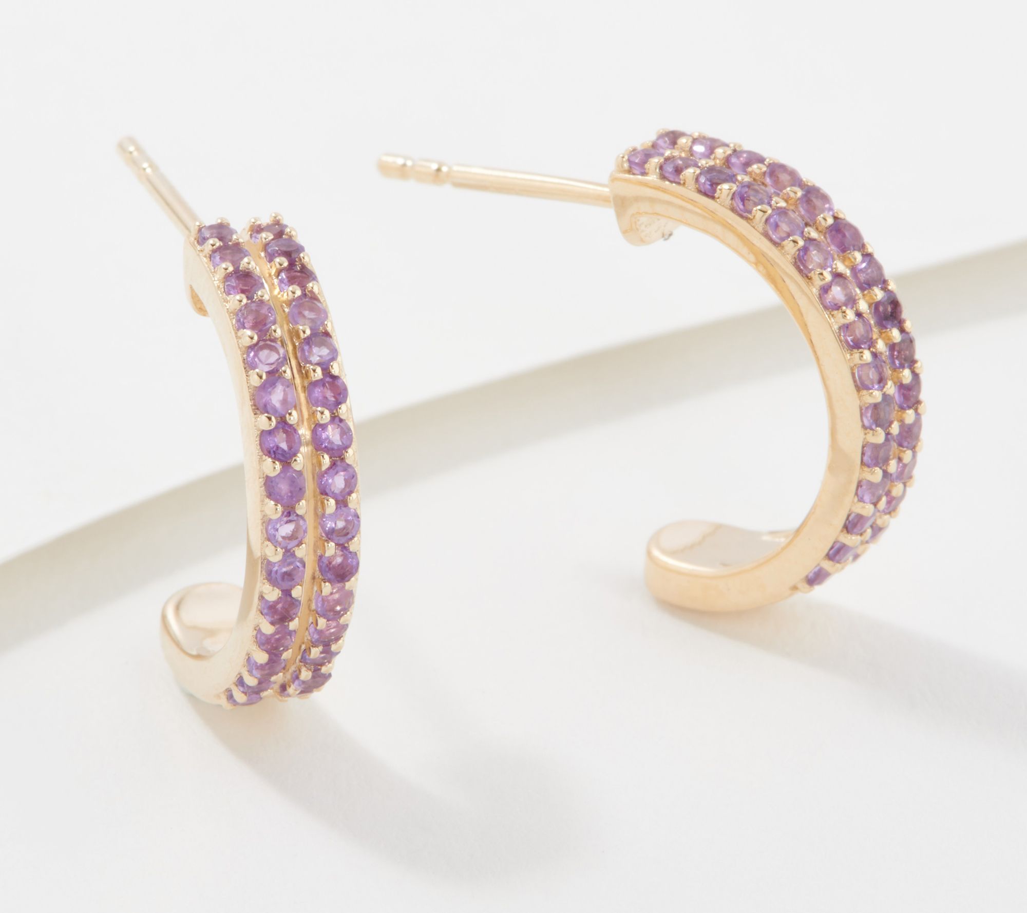 "As Is" Affinity Gems Double Row Hoop Earrings, 14K Sterling Silver