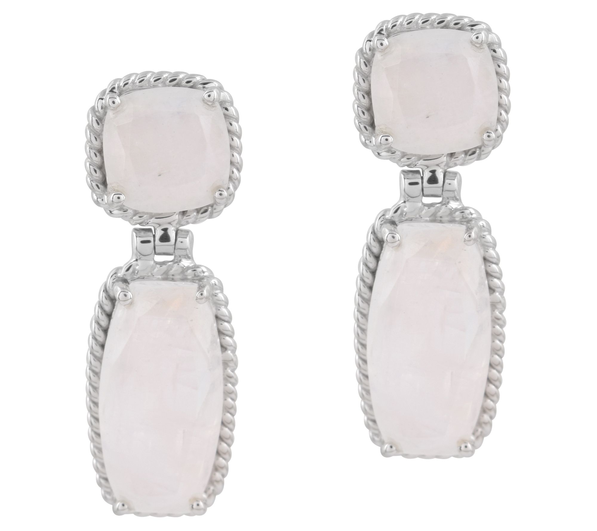 Affinity Gems Rainbow Moonstone Dangle Earrings, Sterling