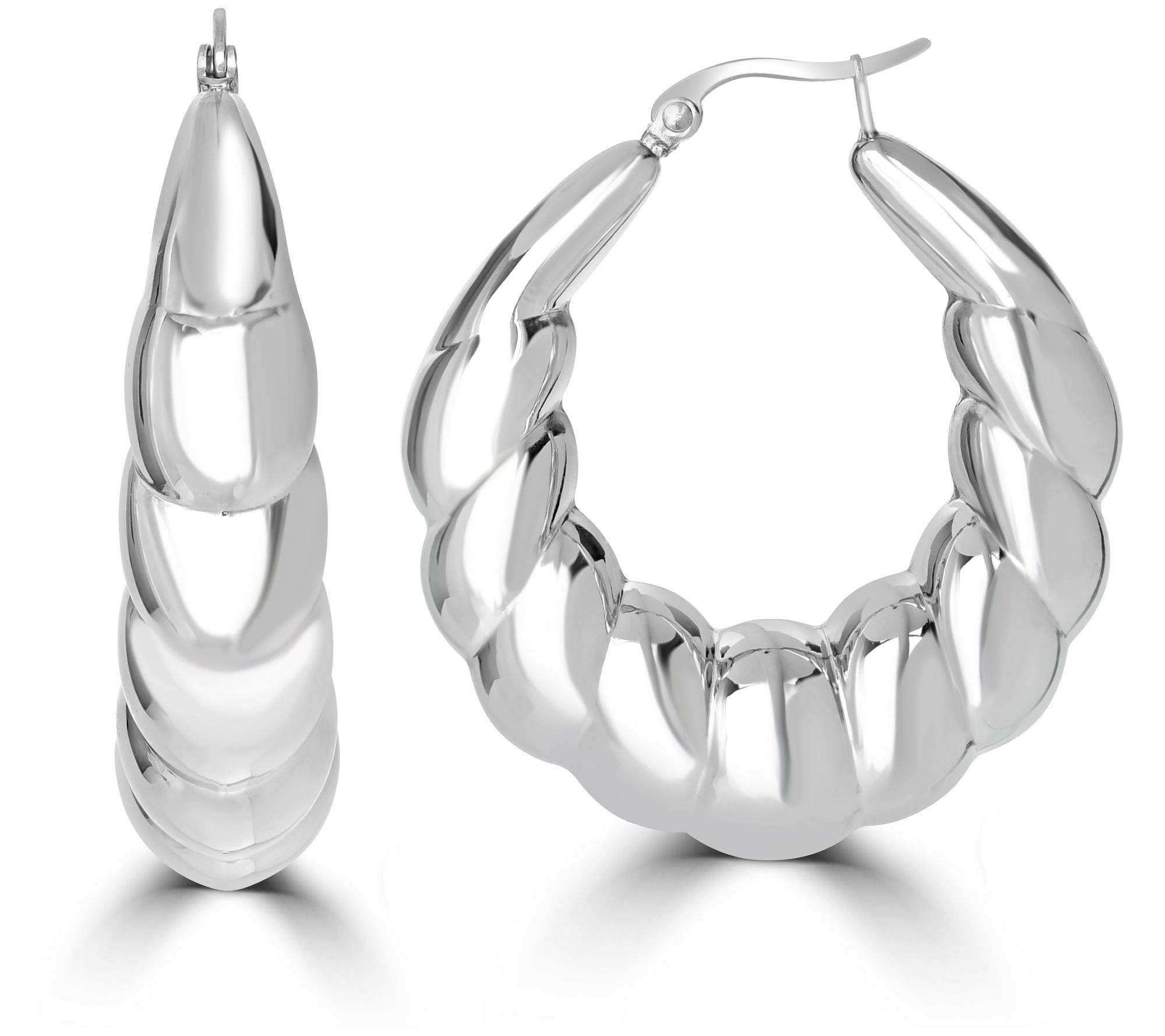 Steel By Design Graduated Puff Hoop Earrings