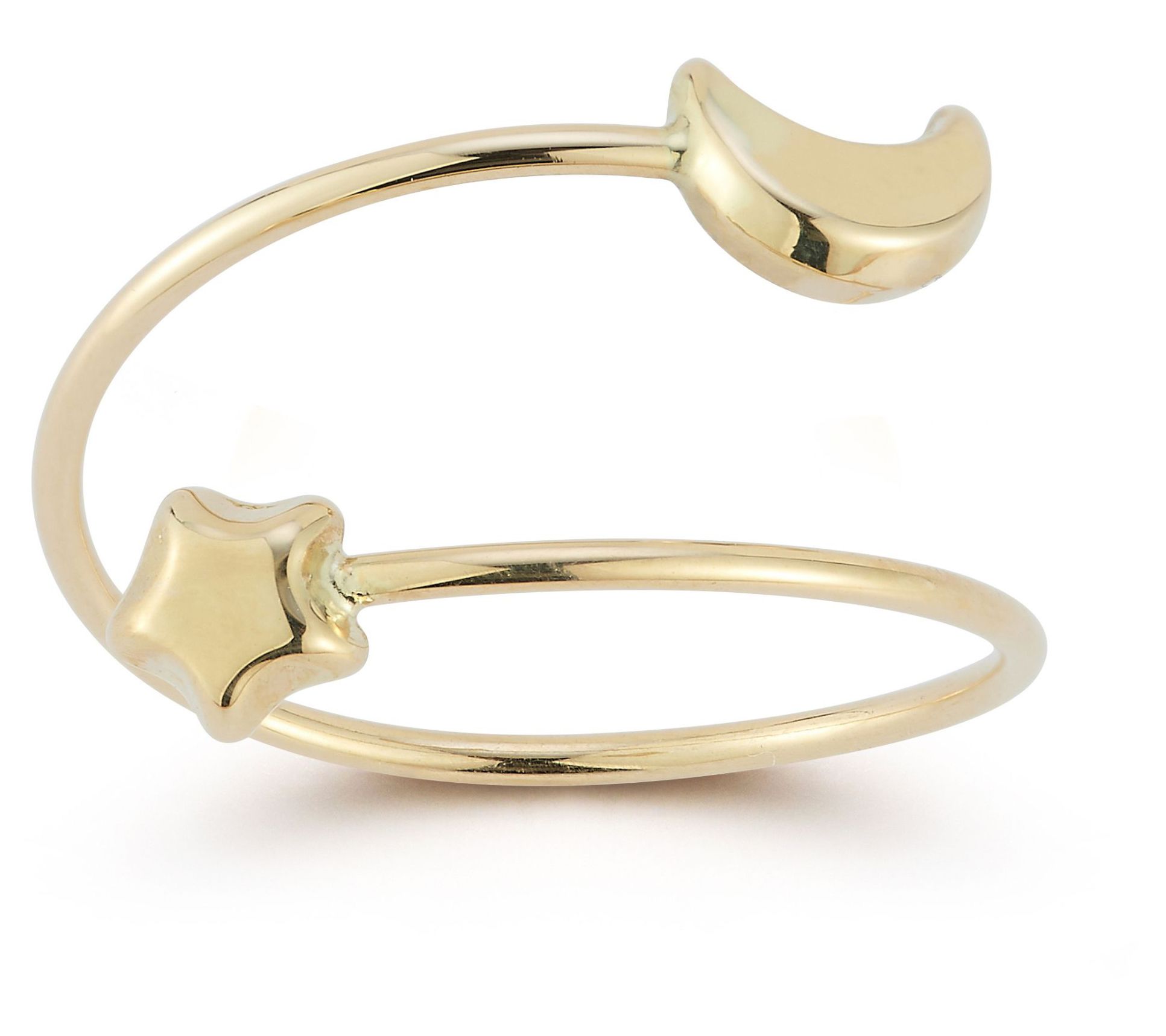 Luminosa Gold Adjustable Moon and Star Wrap Ring, 14K