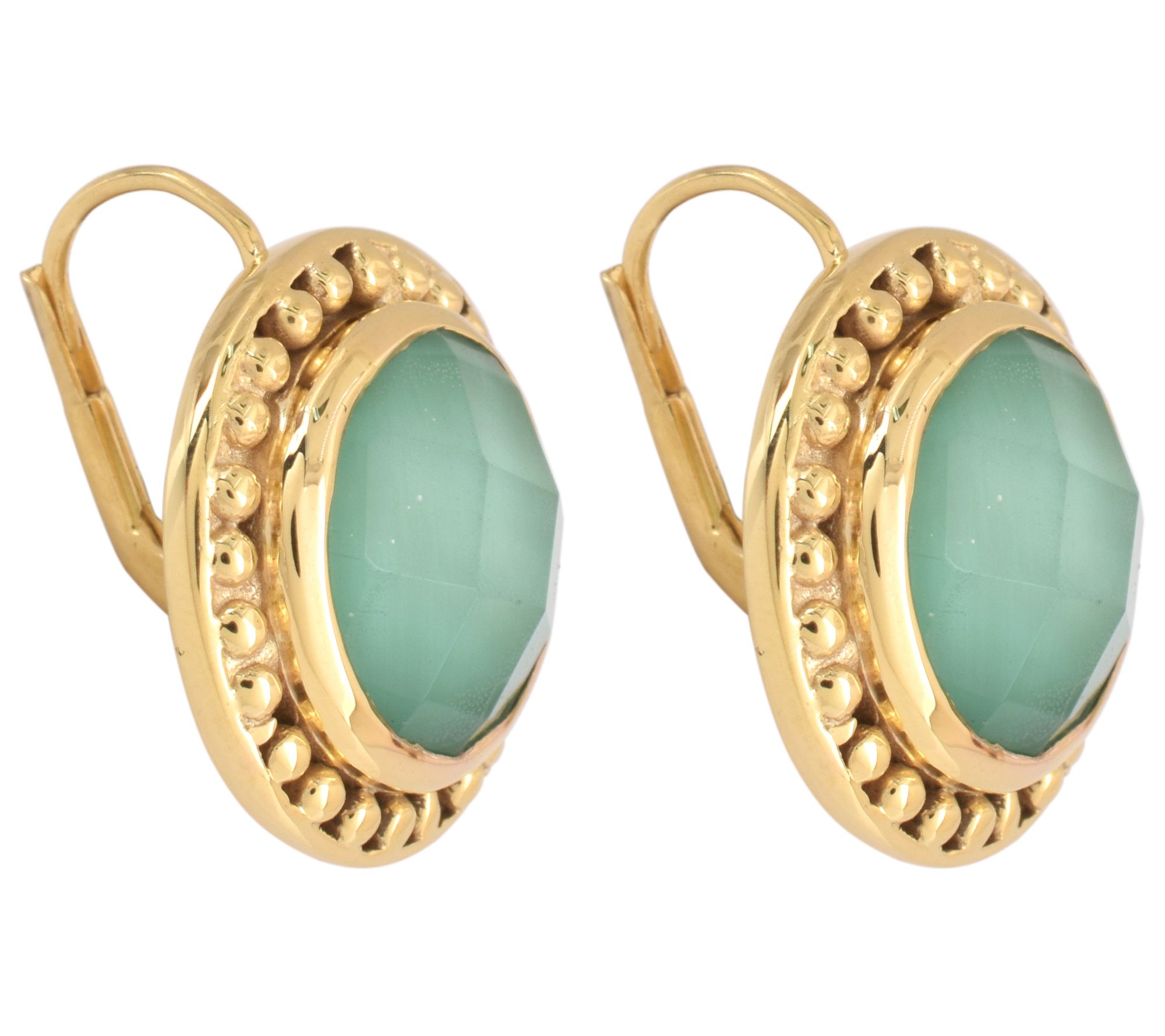 Sterling Silver Chrysoprase Colored Chalcedony Earrings