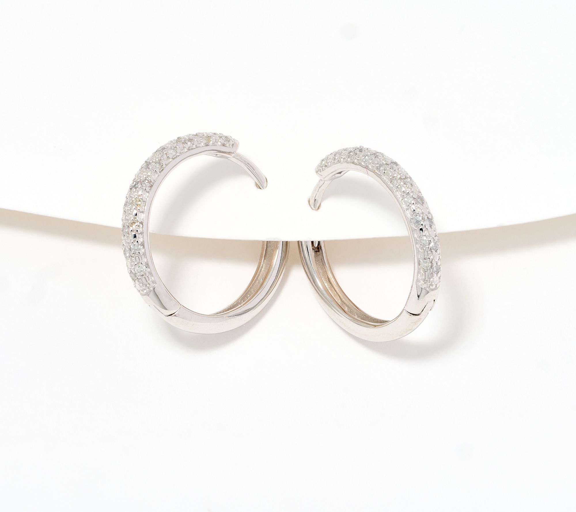 Accents by Affinity Pave Diamond Hoops 0.25cttw 3/4"