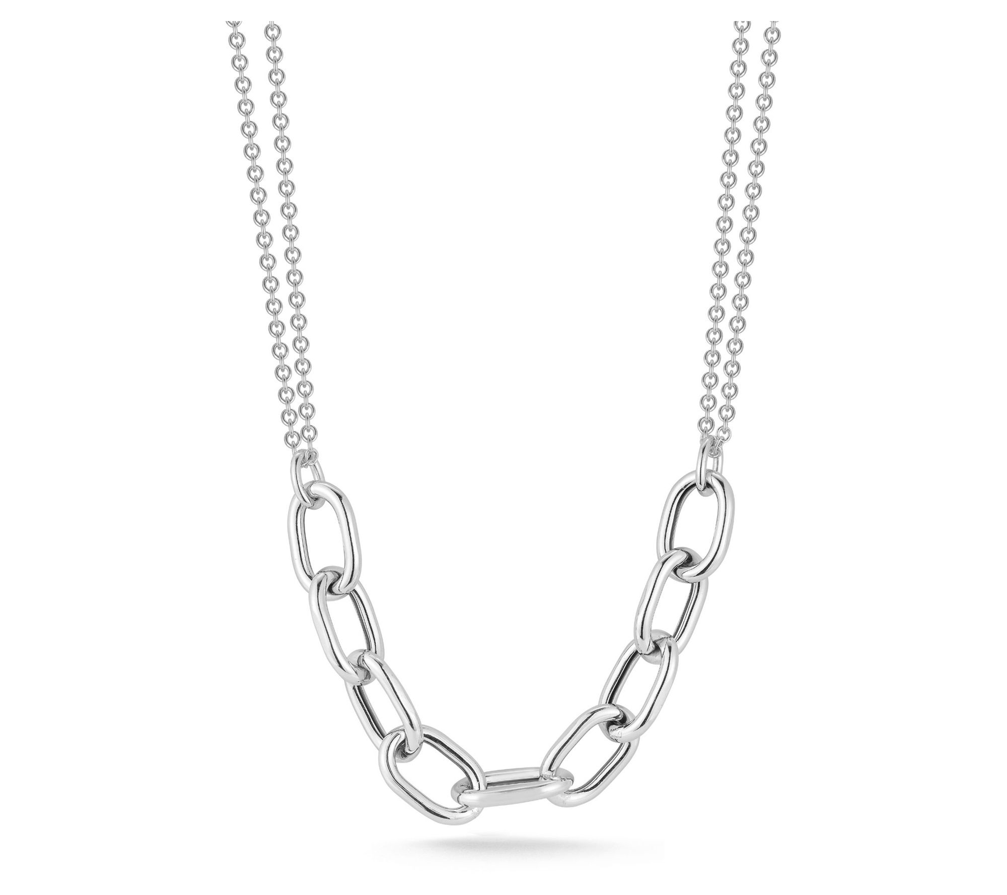 Italian Silver Bold Oval Link Center Necklace,Sterling