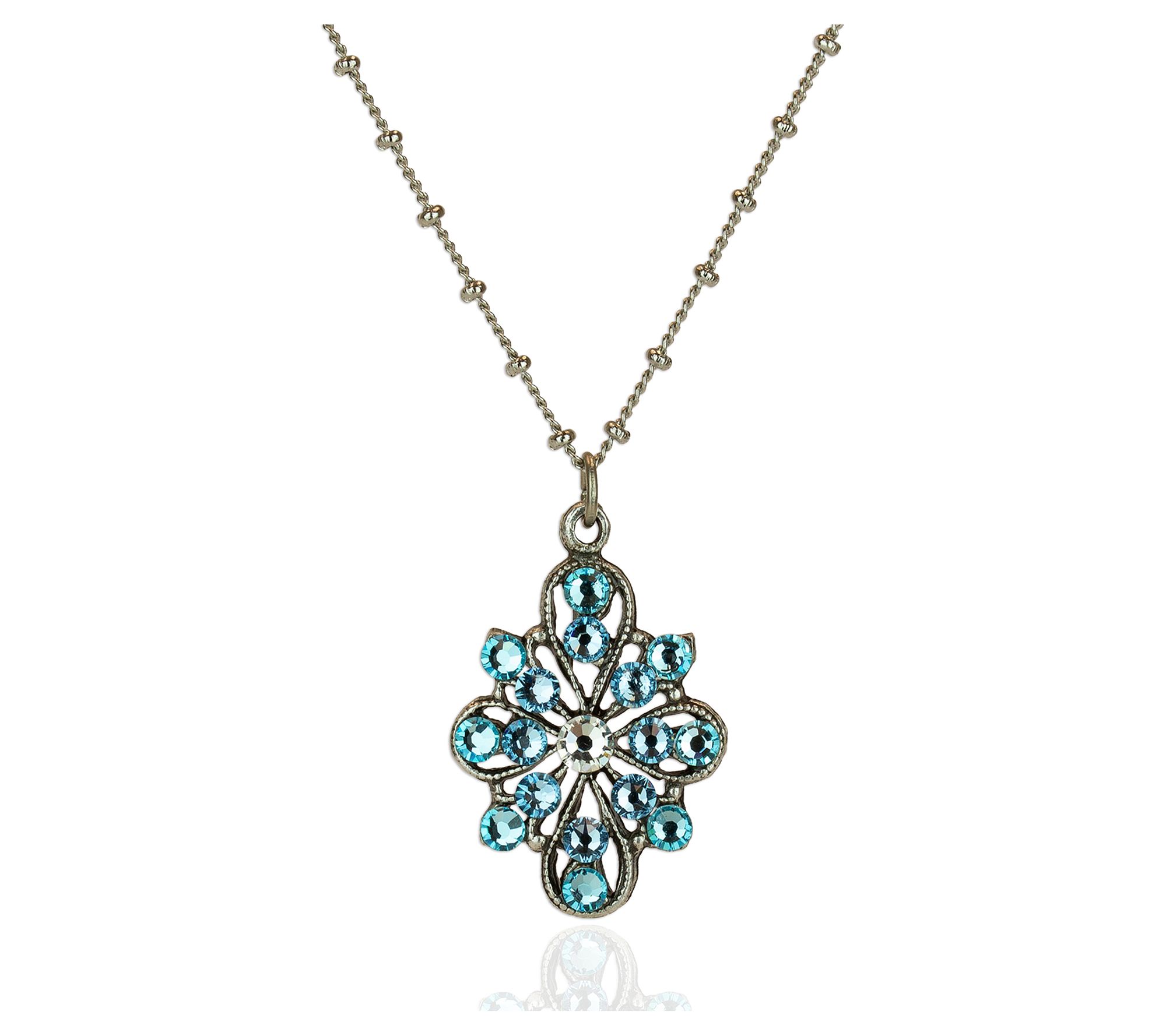 Anne Koplik Turquoise Crystal Filigree Pendantw/ Chain